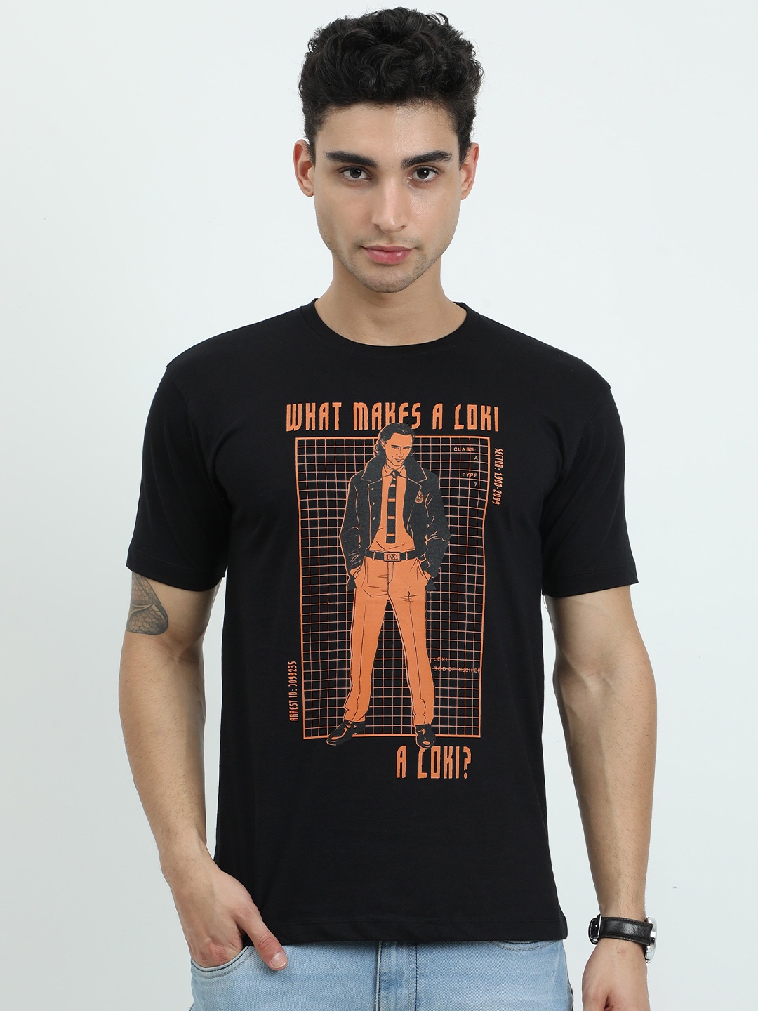 

COOFT Men Black Printed Pure Cotton T-shirt