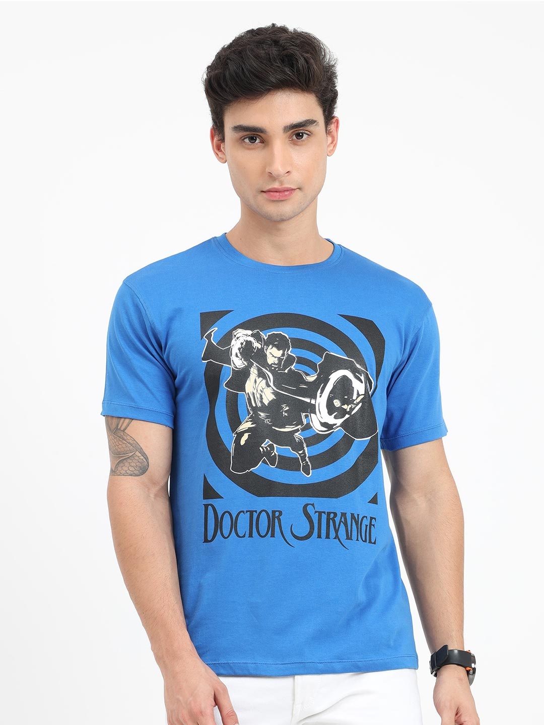 

COOFT Men Blue Doctor Strange Printed Pure Cotton T-shirt