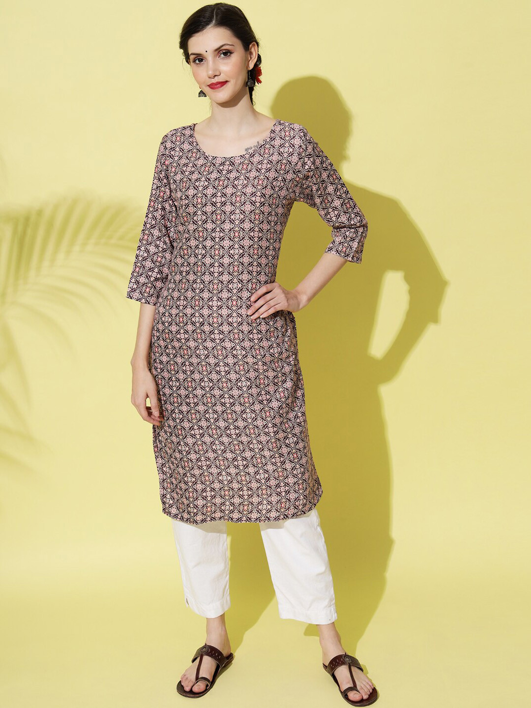 

Sitaram Designer Women Burgundy Ethnic Motifs Printed Kurta
