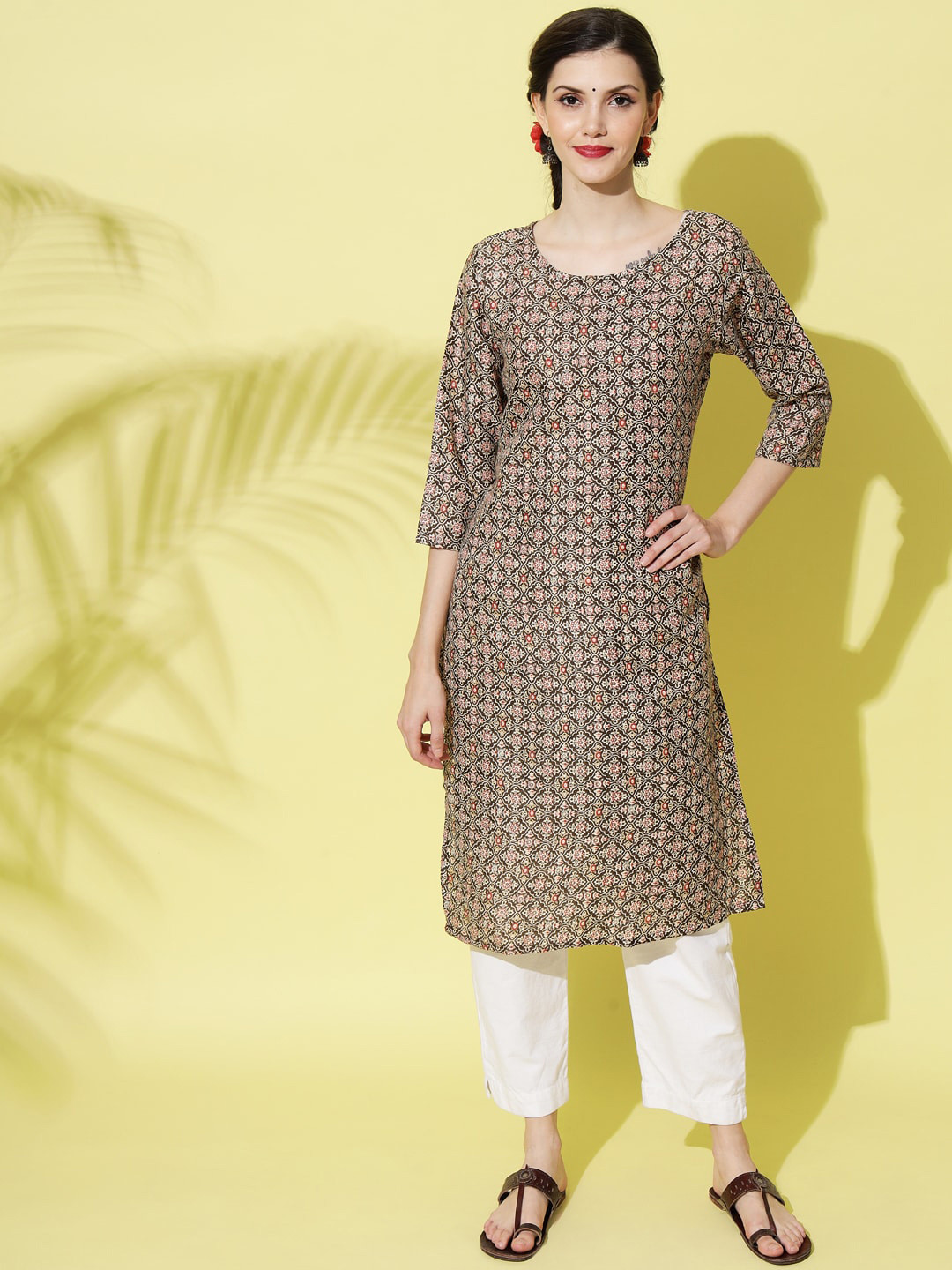 

Sitaram Designer Women Brown Ethnic Motifs Printed Kurta