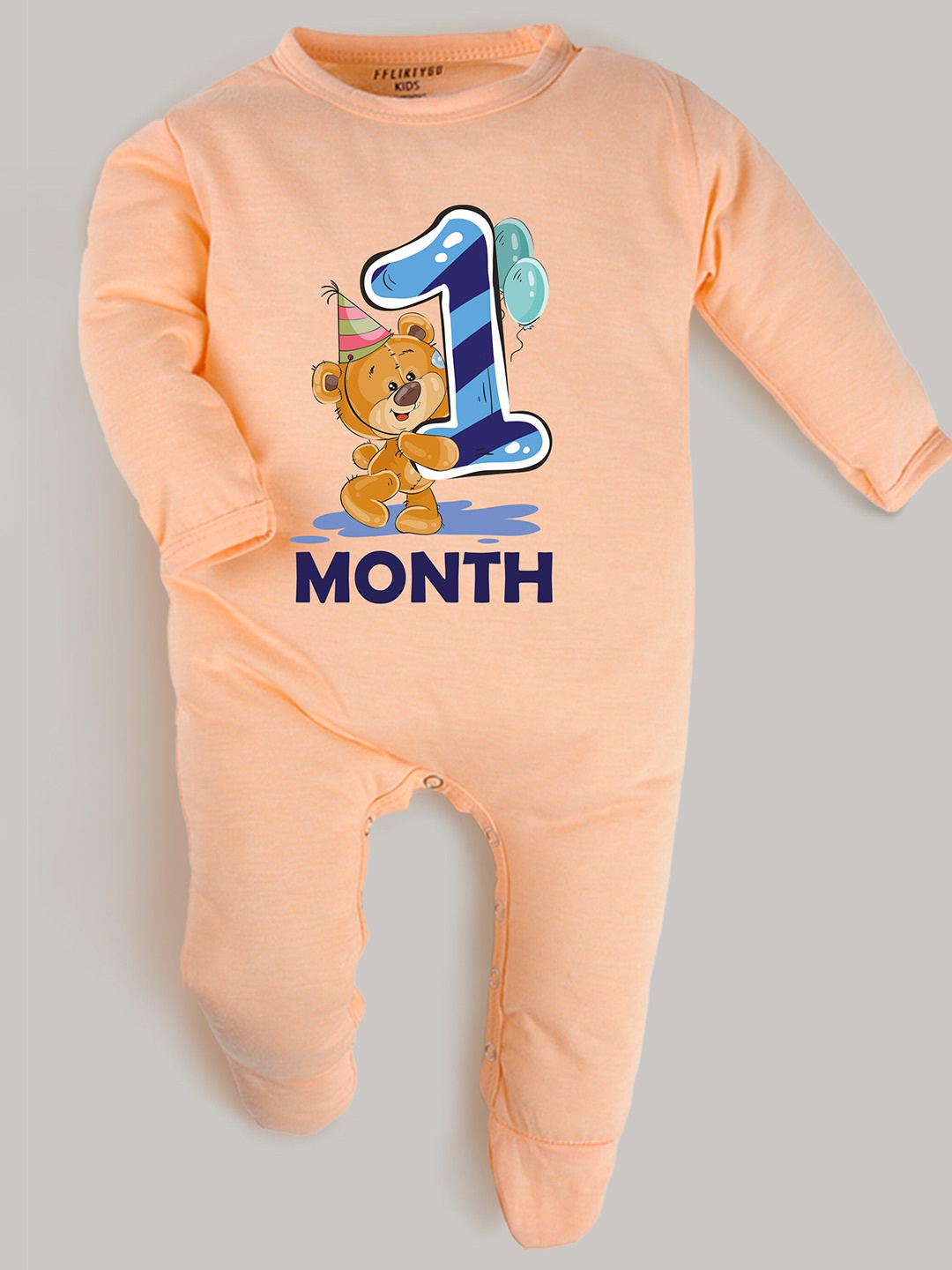 

FFLIRTYGO Unisex Kids Peach Printed Basic Jumpsuit