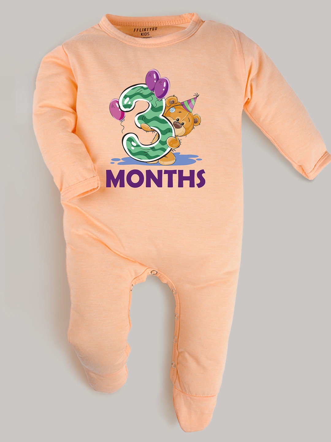

FFLIRTYGO Unisex Kids Peach-Coloured & Green Printed Basic Jumpsuit
