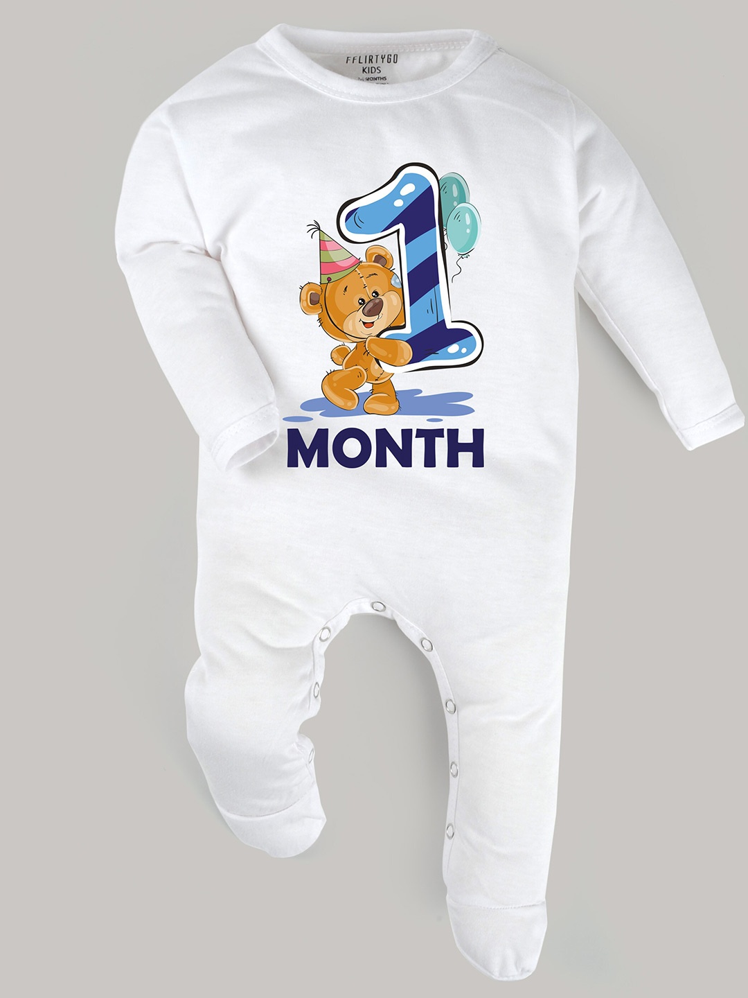 

FFLIRTYGO Unisex Kids White & Blue Printed Basic Jumpsuit