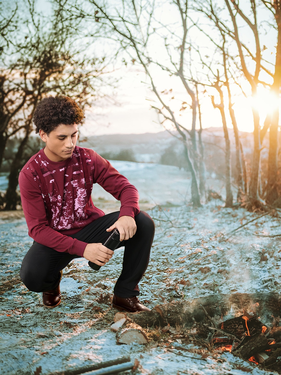 

Roadster Men Maroon Printed Sweatshirt