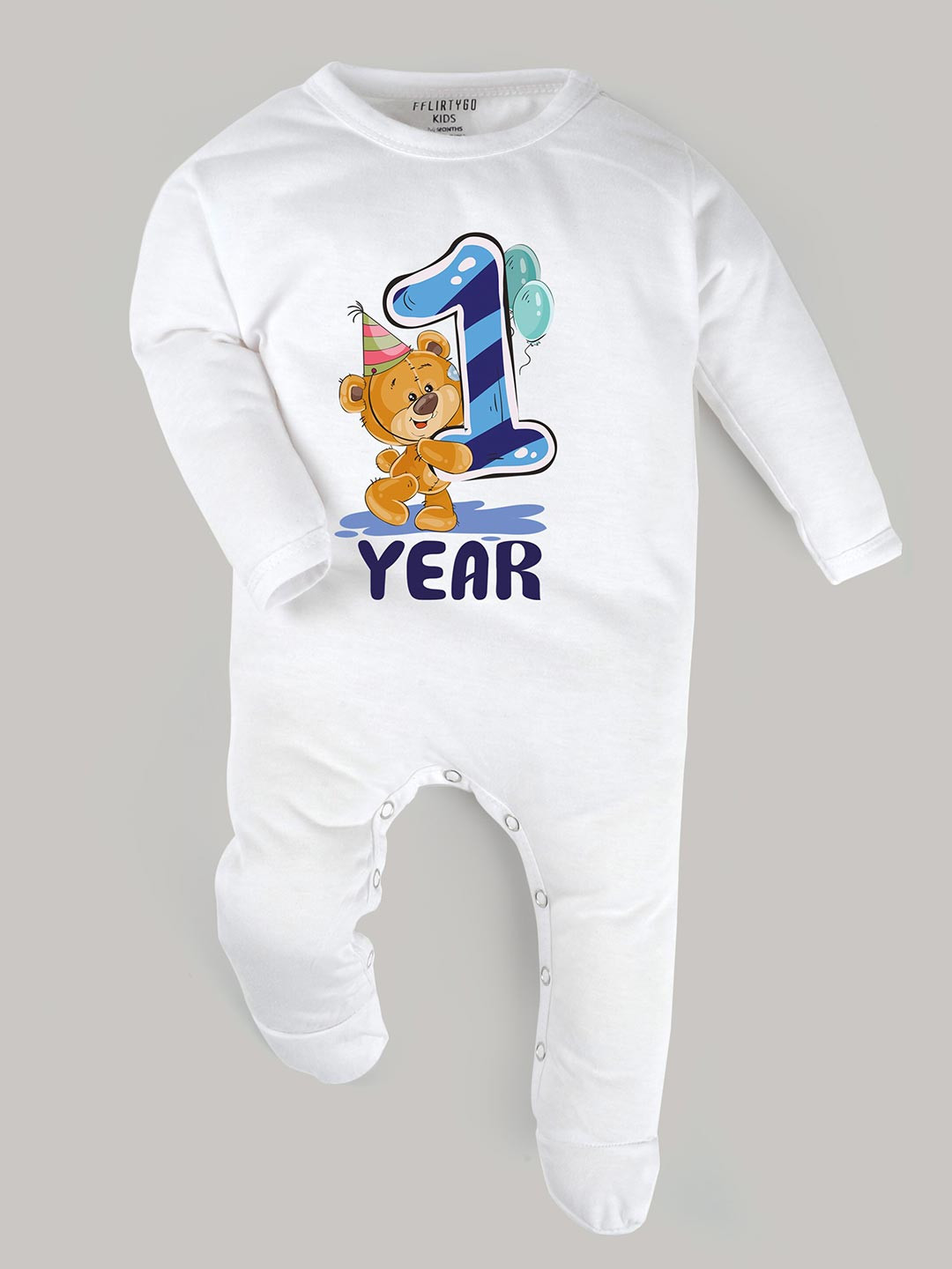 

FFLIRTYGO Unisex Kids White & Blue Printed Basic Jumpsuit