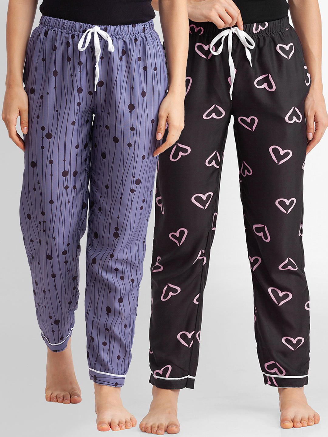 

FashionRack Women Pack of 2 Printed Cotton Lounge Pants, Grey