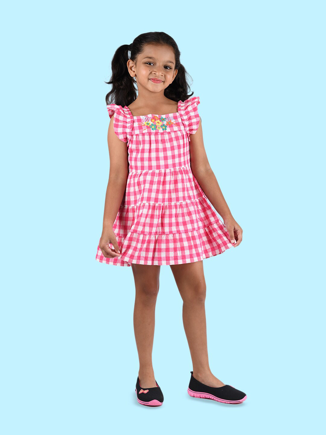

Zalio Girls Pink & White Checked Dress