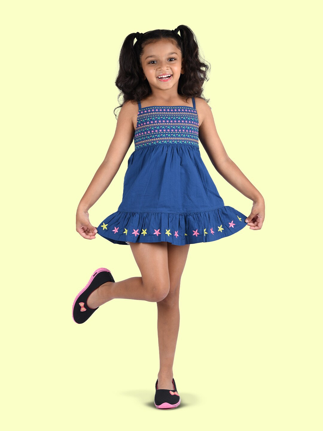 

Zalio Girls Navy Blue A-Line Dress