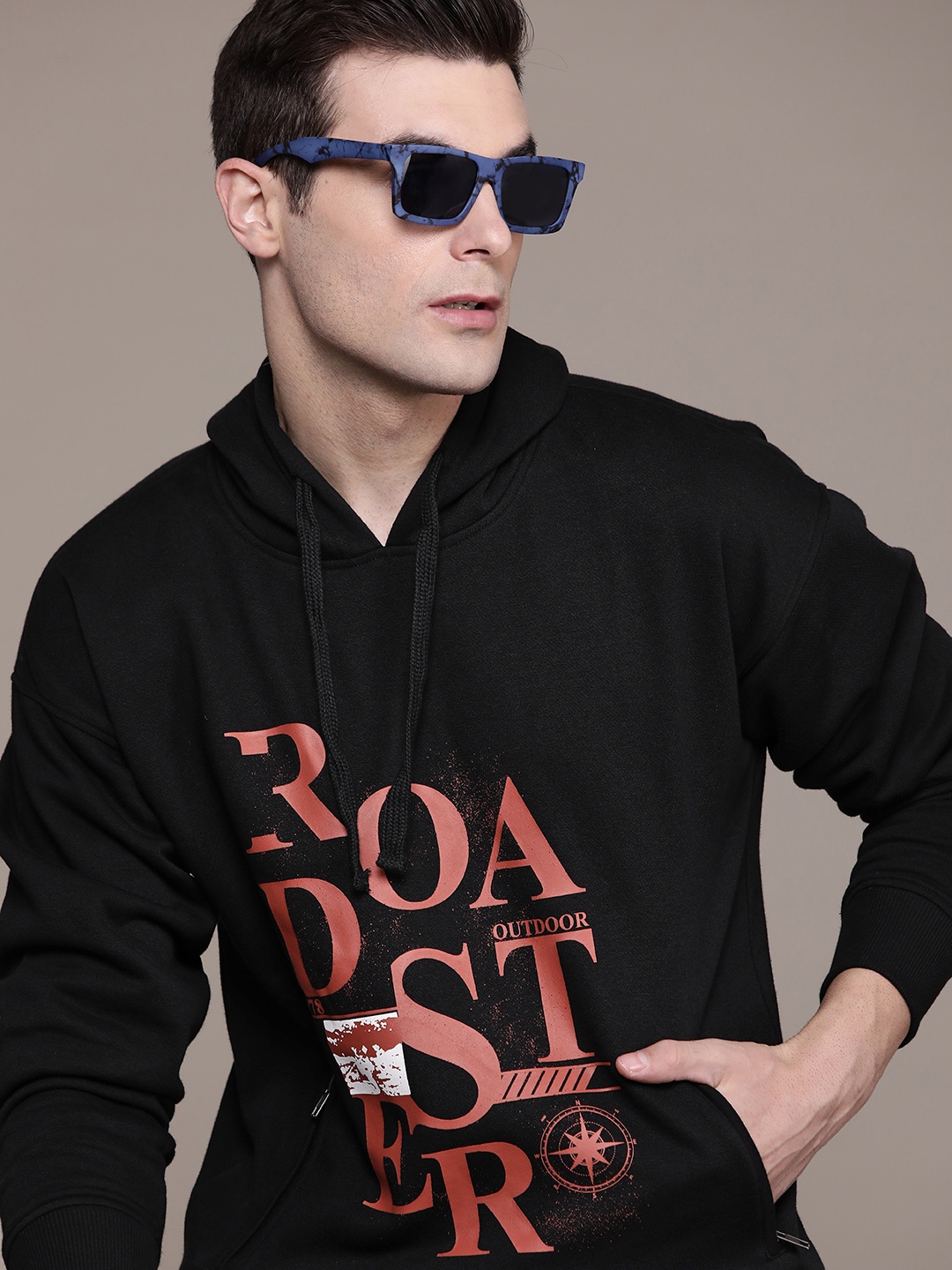 

The Roadster Lifestyle Co. Printed Hooded Sweatshirt, Black