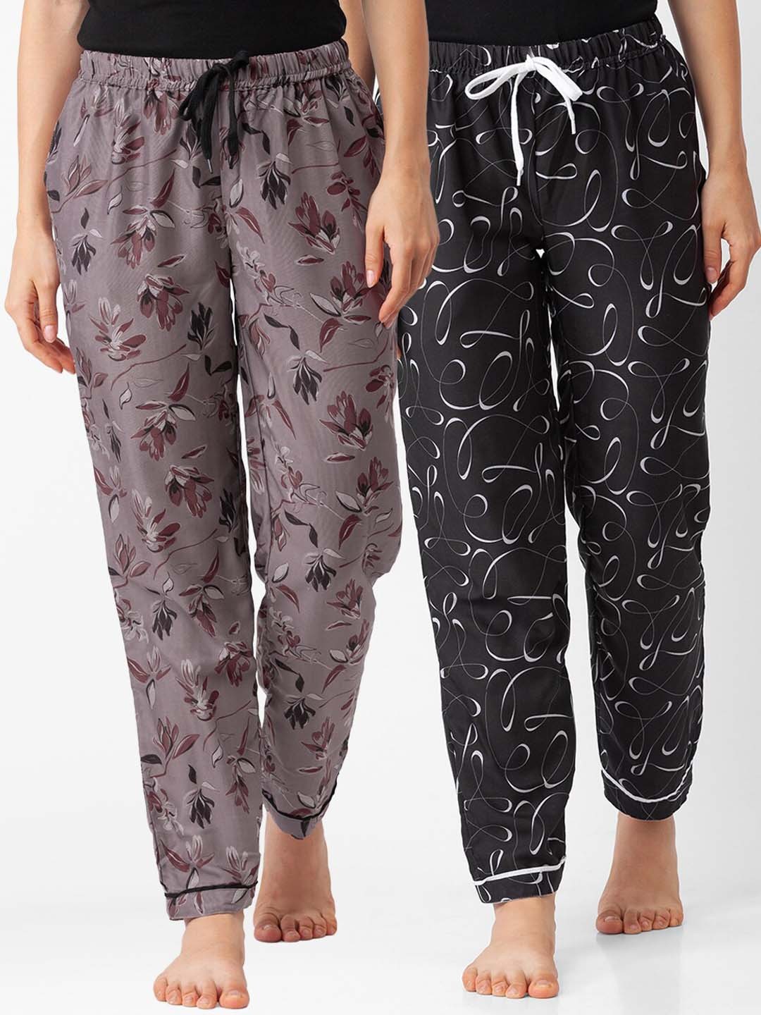 

FashionRack Women Pack of 2 Brown & Black Printed Lounge Pants
