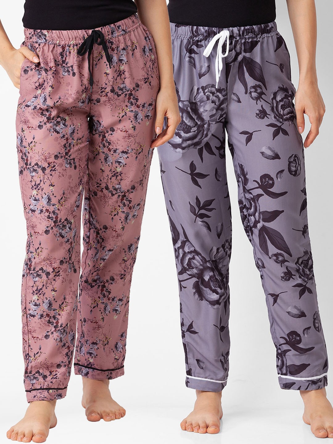 

FashionRack Women Pack of 2 Printed Cotton Lounge Pants, Brown