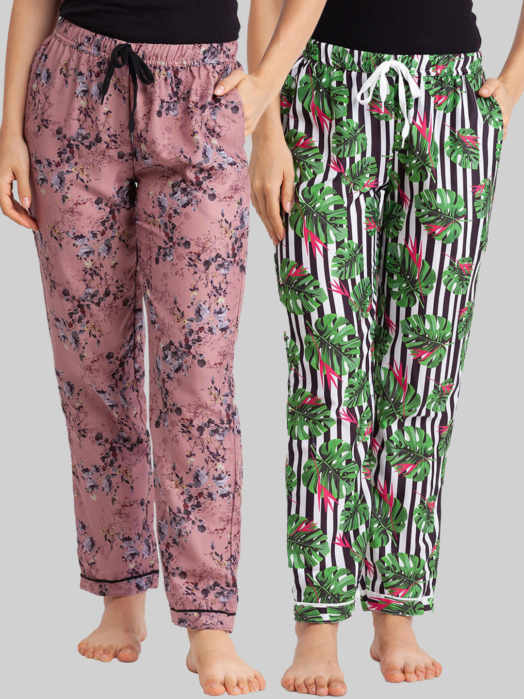 

FashionRack Women Pack of 2 Printed Cotton Lounge Pants, Brown