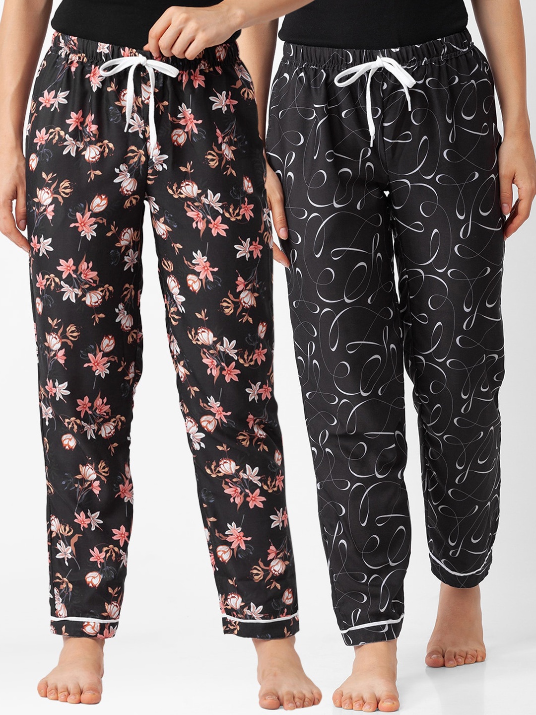 

FashionRack Women Pack of 2 Black Printed Lounge Pants