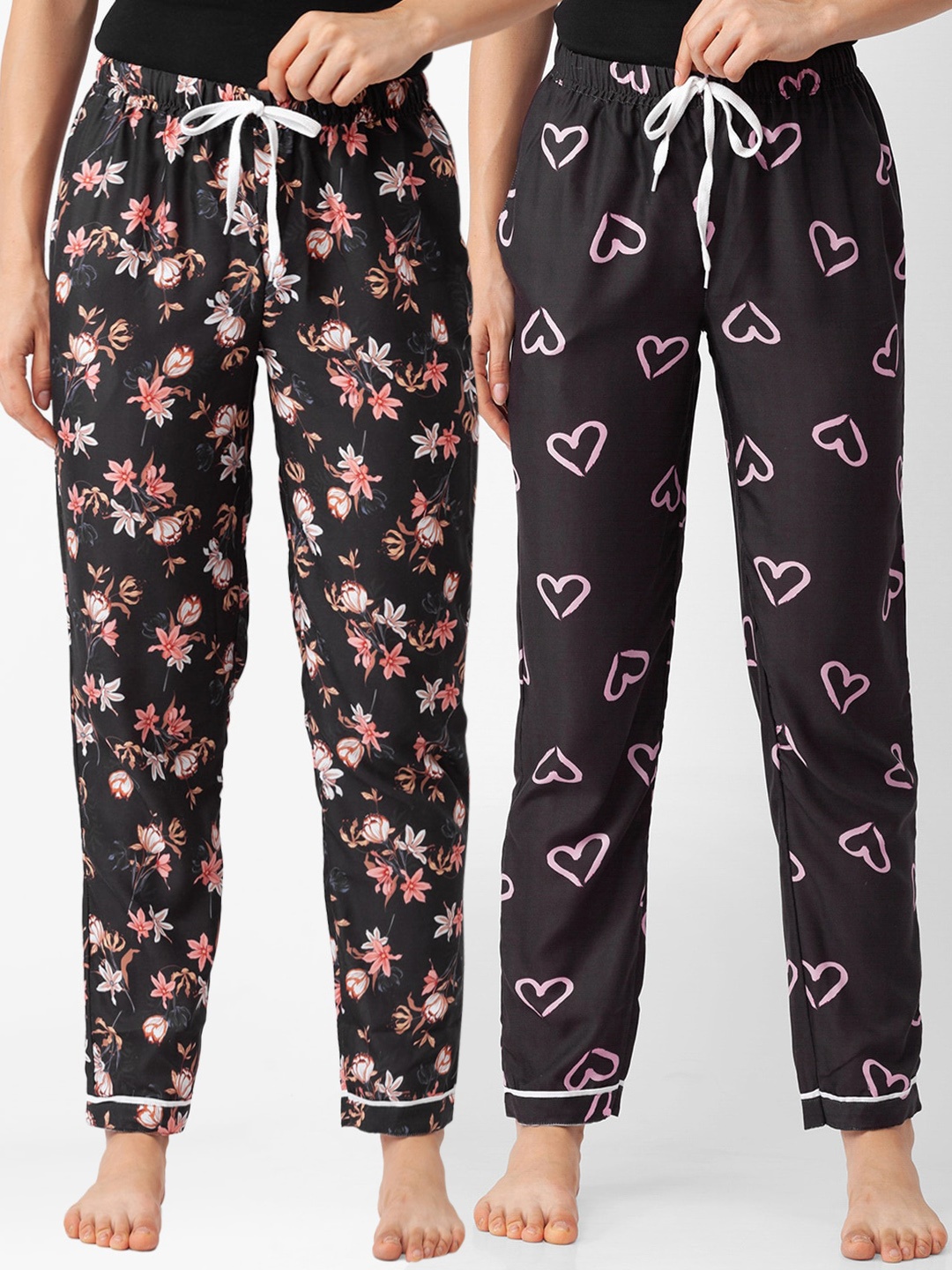 

FashionRack Pack of 2 Women Black Printed Lounge Pants