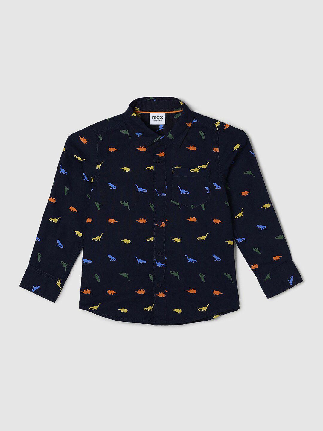 

max Boys Blue Printed Pure Cotton Casual Shirt