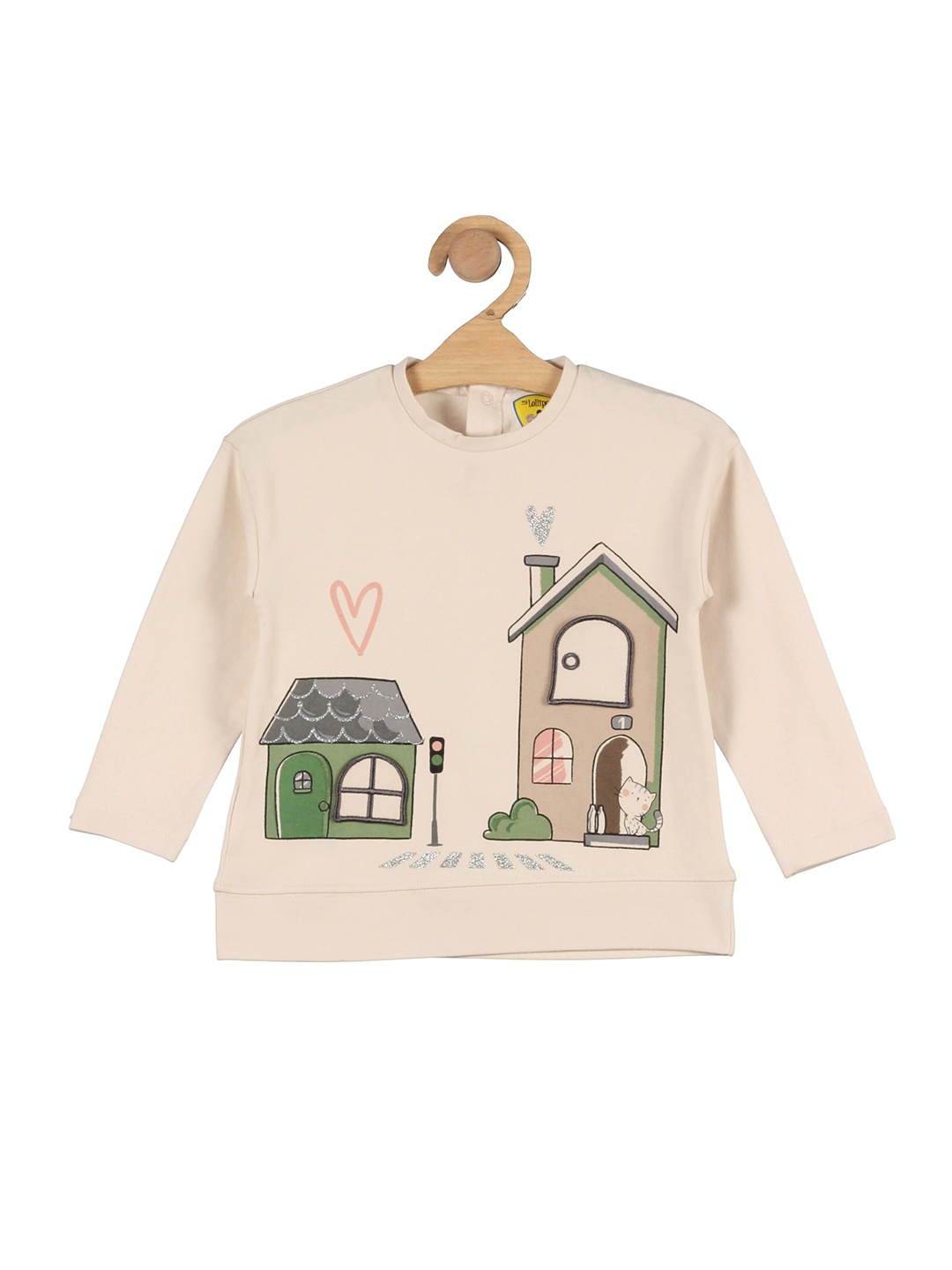 

Lil Lollipop Girls Cream-Coloured Print Top