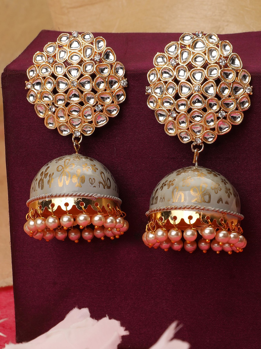 

ZaffreCollections Grey Contemporary Jhumkas Earrings