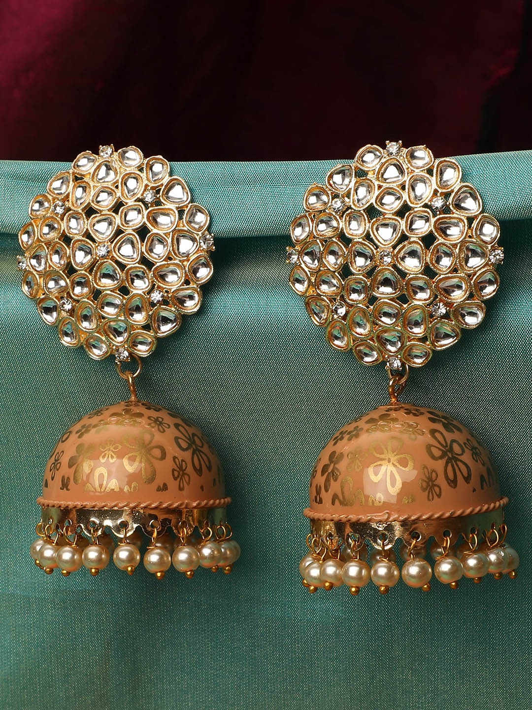 

ZaffreCollections Mustard Yellow & Gold Plated Contemporary Jhumkas Earrings