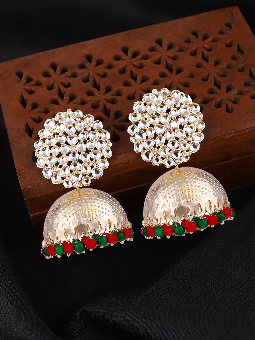 

ZaffreCollections Gold Plated Dome Shaped Jhumkas Earrings