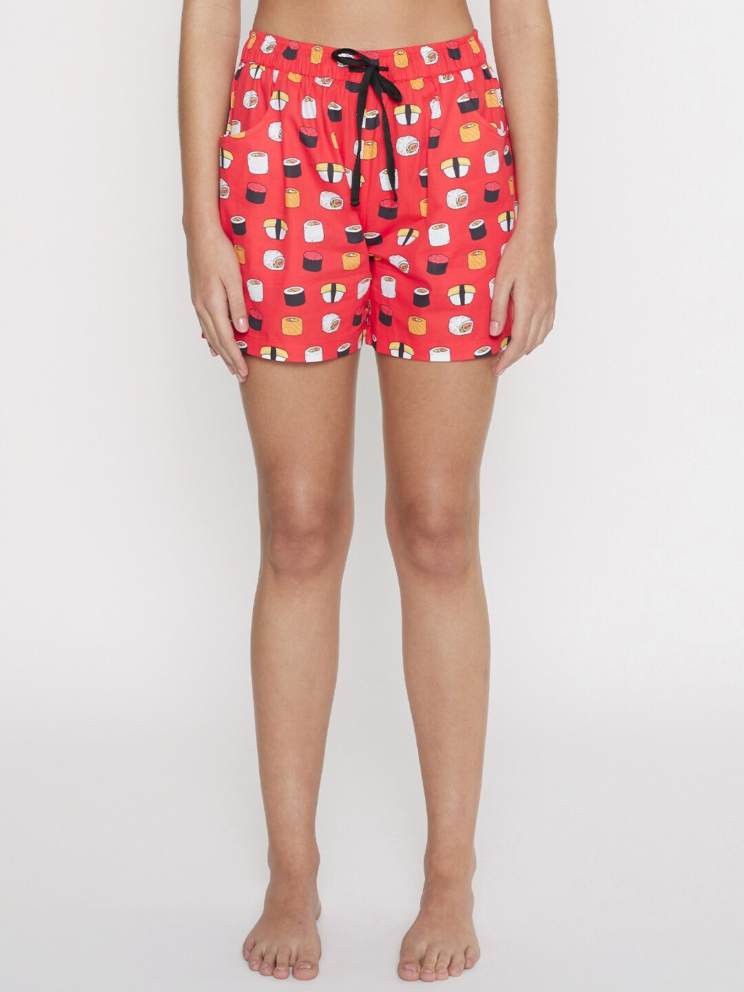 

Smugglerz Women Red & Yellow Printed Lounge Shorts