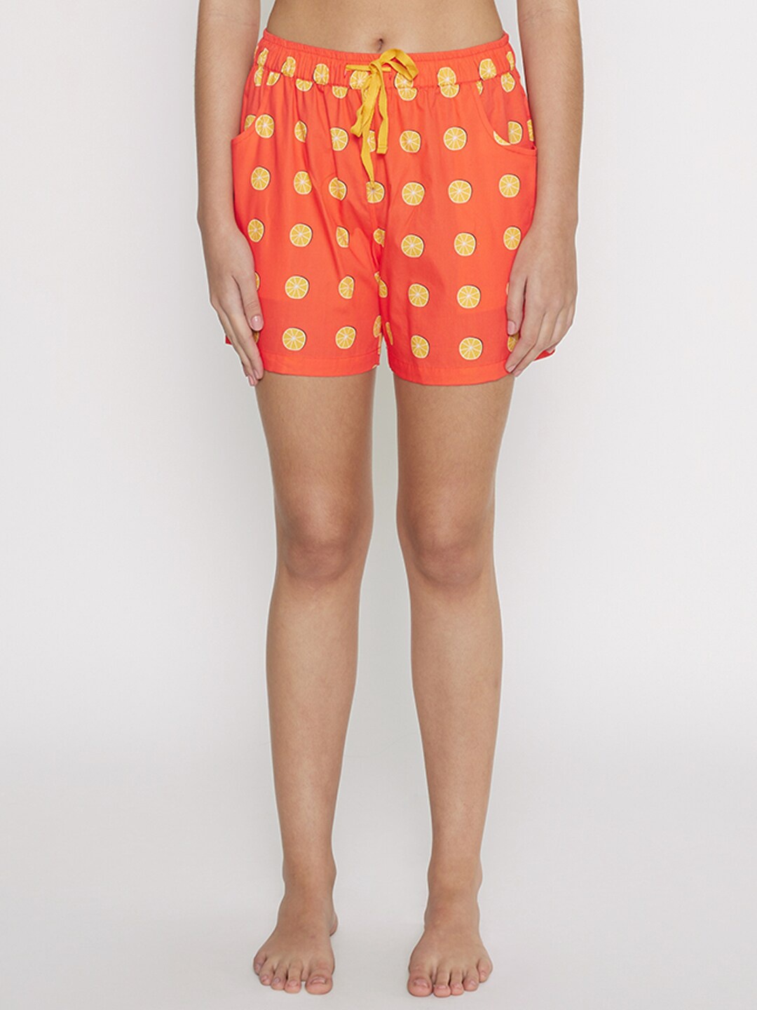 

Smugglerz Women Orange & Yellow Printed Lounge Shorts