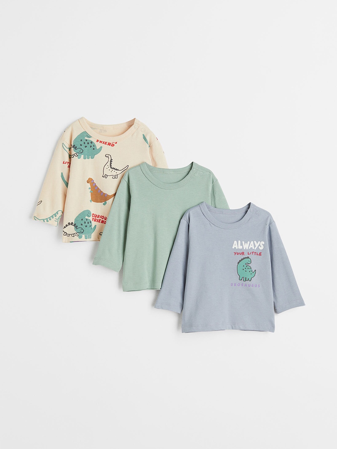 

H&M Boys 3 Pack Long-Sleeved Jersey Tops, Beige