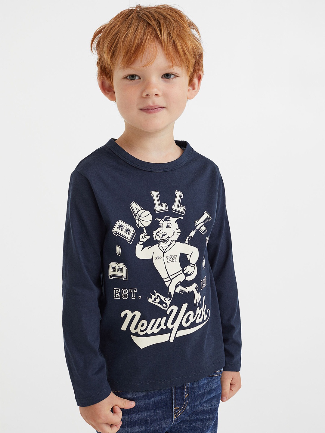

H&M Boys Blue & White Cotton Jersey Top