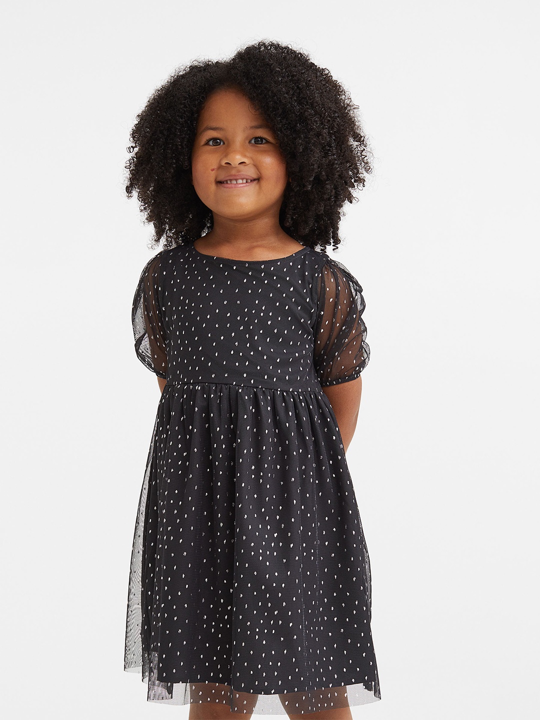 

H&M Girls Black Spotted Tulle Dress