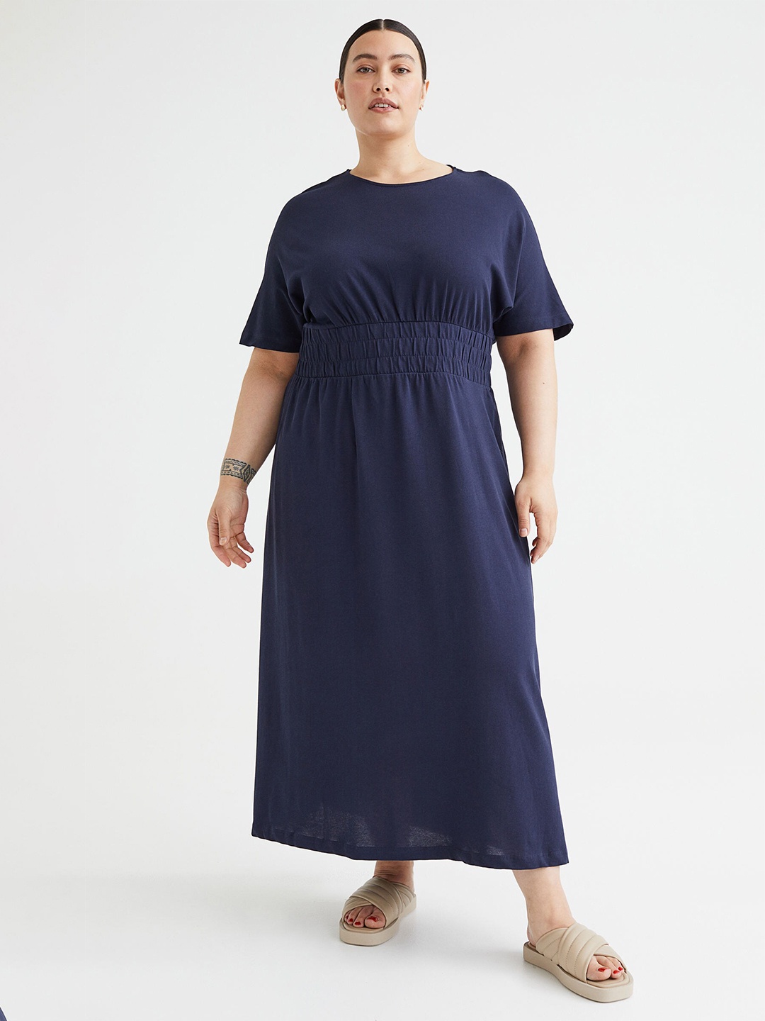 

H&M+ Blue Smocked-Waist Dress