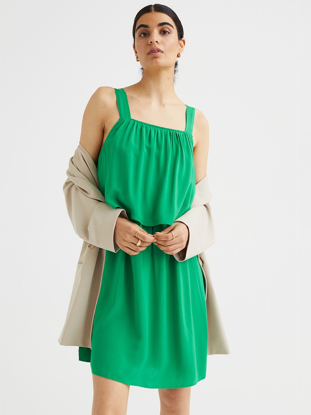 

H&M MAMA Green Viscose Nursing Dress