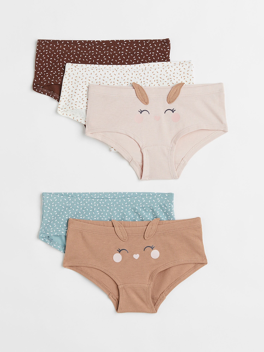 

H&M Girls 5-Pack Hipster Briefs 0651030033, Beige