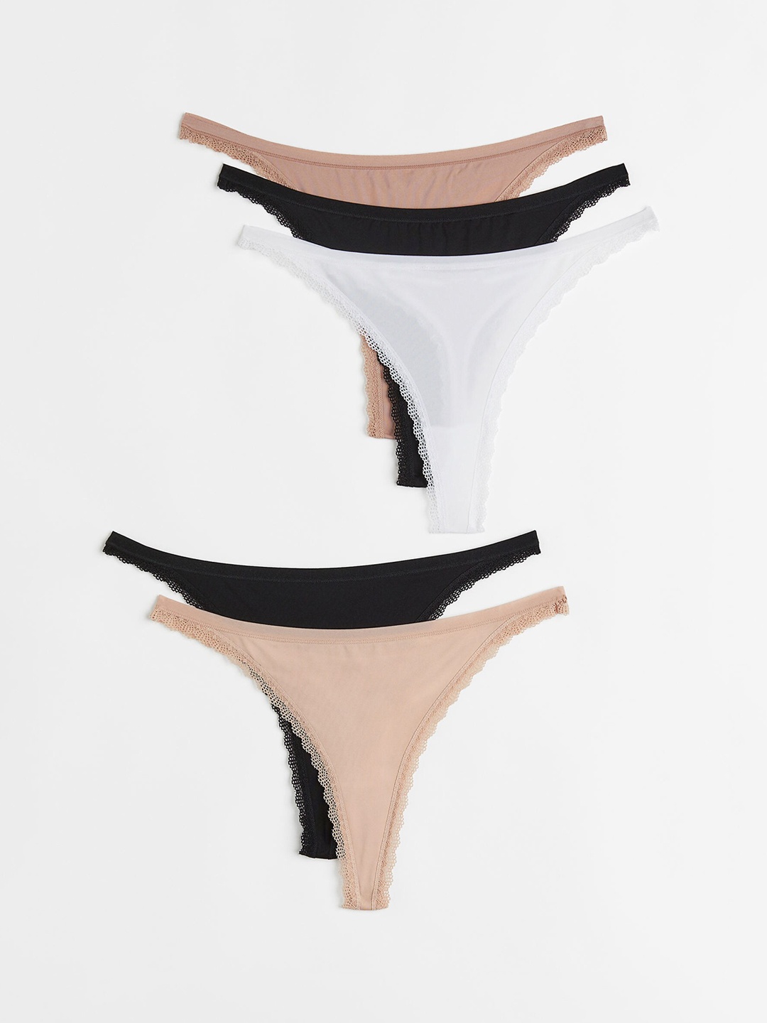 

H&M Women 5-pack jersey thong briefs, Beige