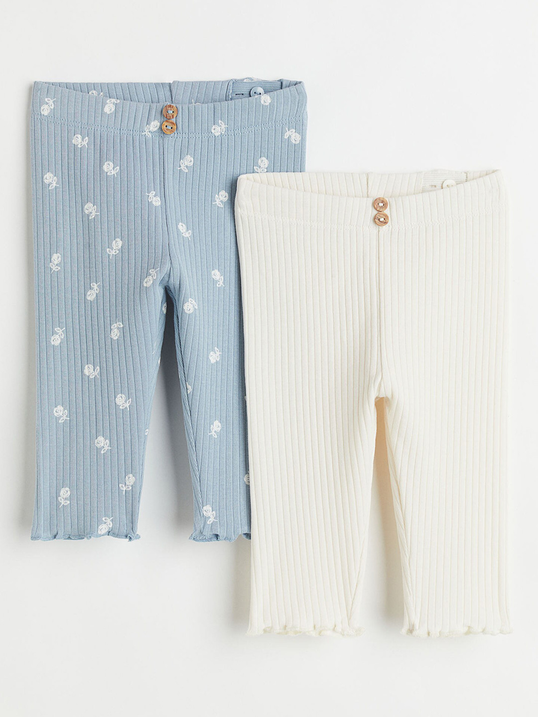 

H&M Infants Girls 2-pack ribbed leggings, Blue
