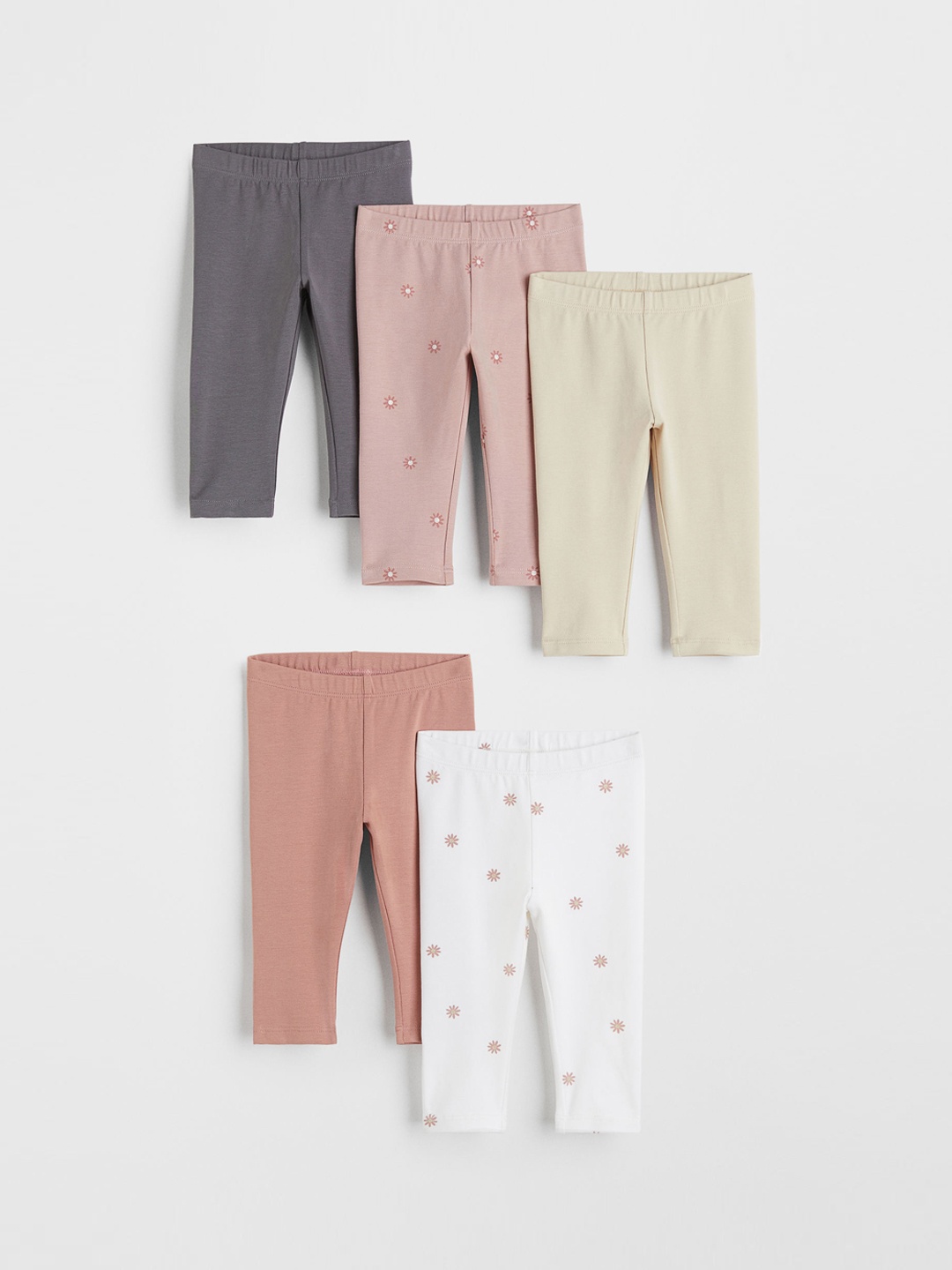 

H&M Boys Pack Of 5 Solid Ankle Length Leggings, Beige