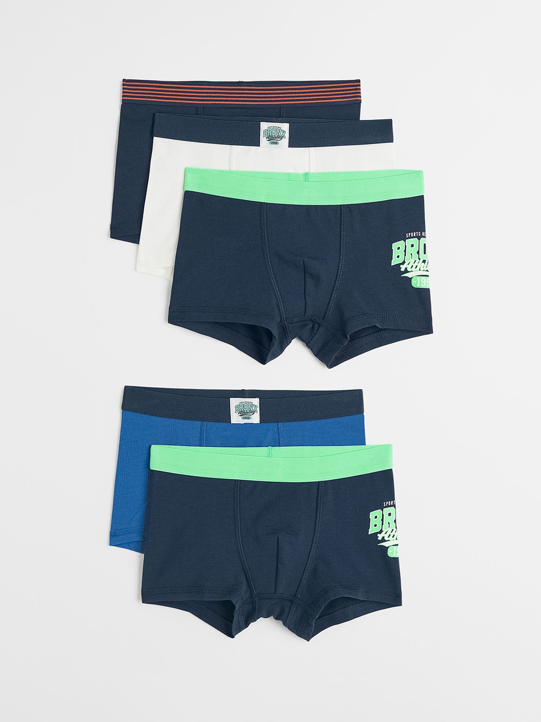 

H&M Boys Pack Of 5 Solid Boxer-Style Briefs, Blue