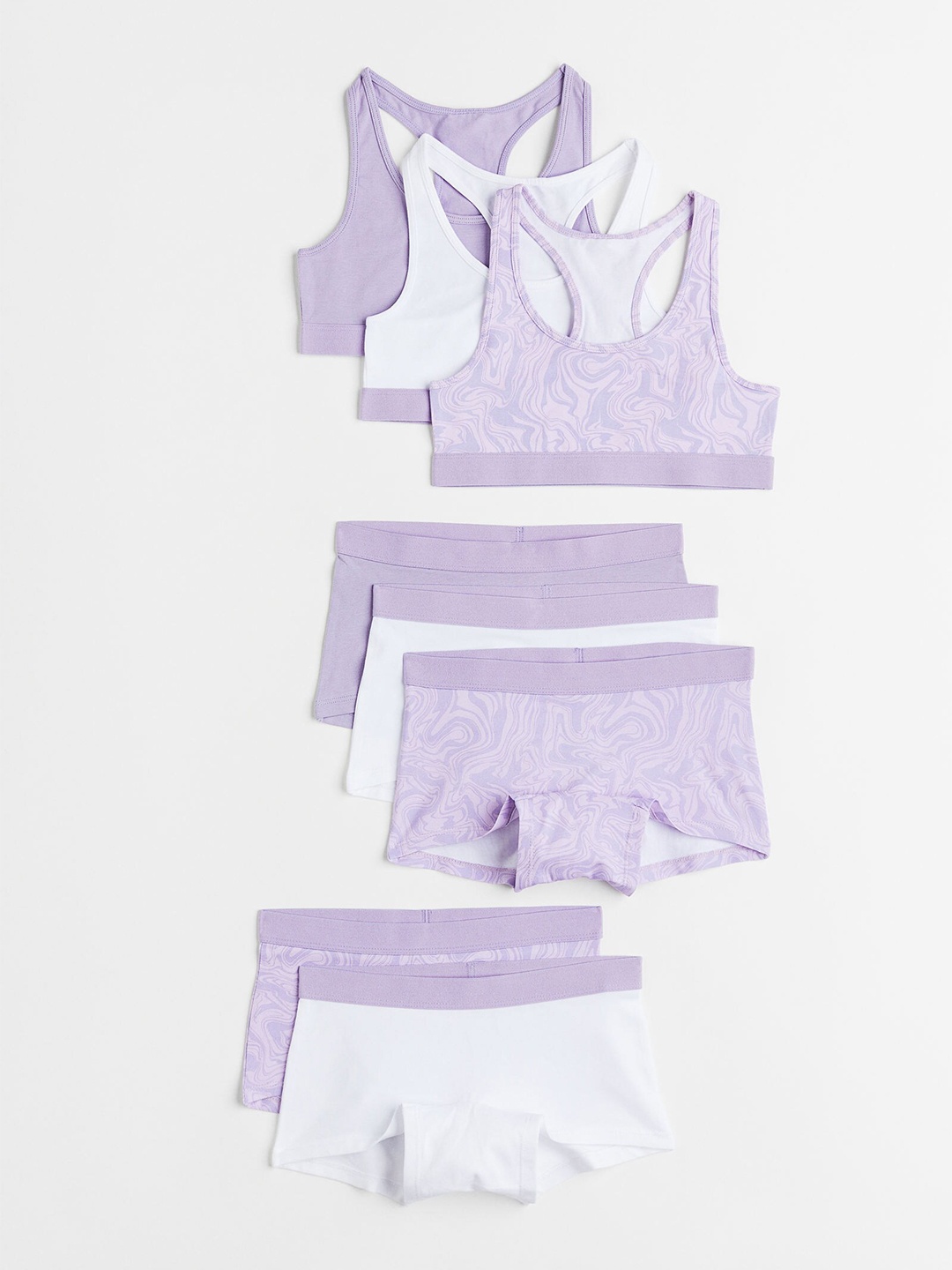 

H&M Girls Purple & White 8-pack tops and boxer briefs