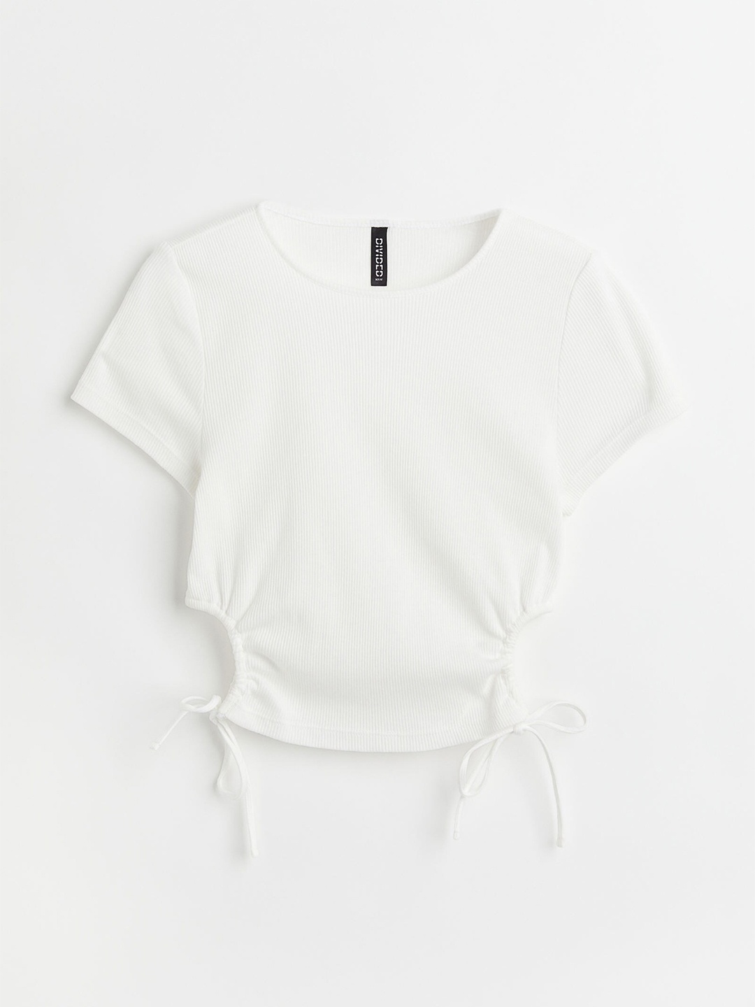 

H&M Women White Ribbed cut-out top