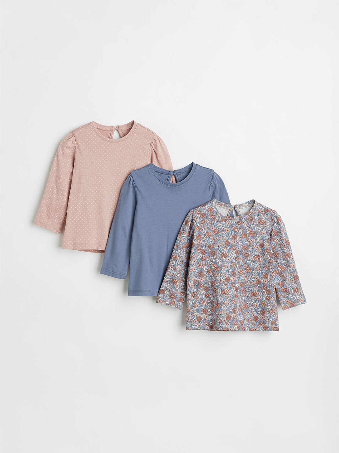 

H&M Girls 3-pack Cotton Jersey Tops, Blue