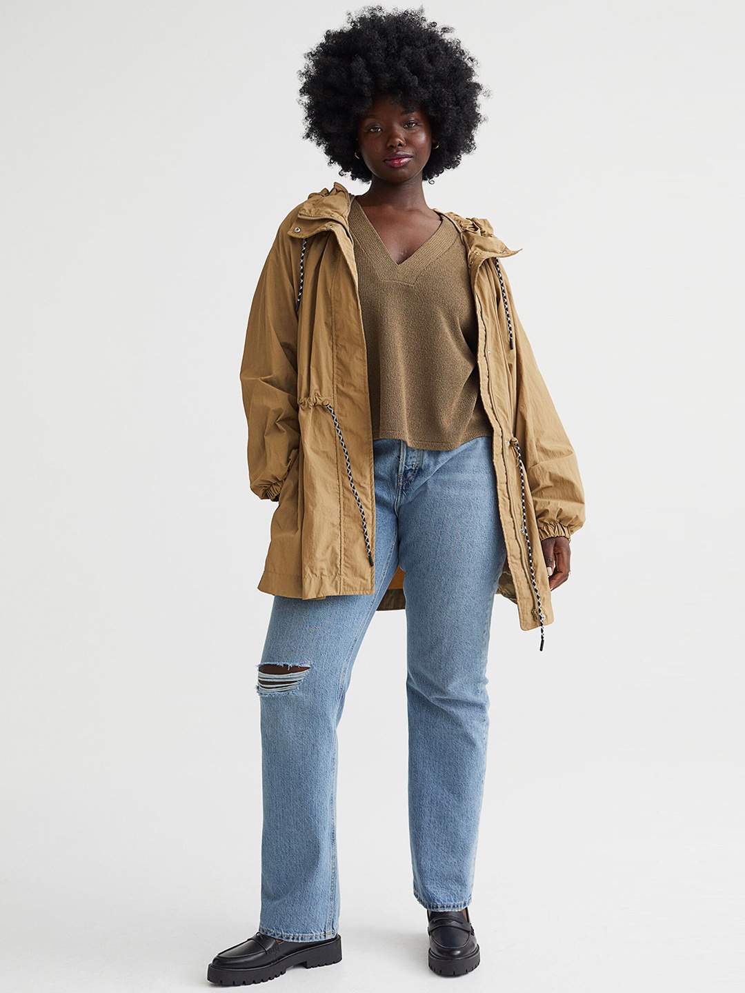 

H&M Women Khaki Green Loose-Fit Parka