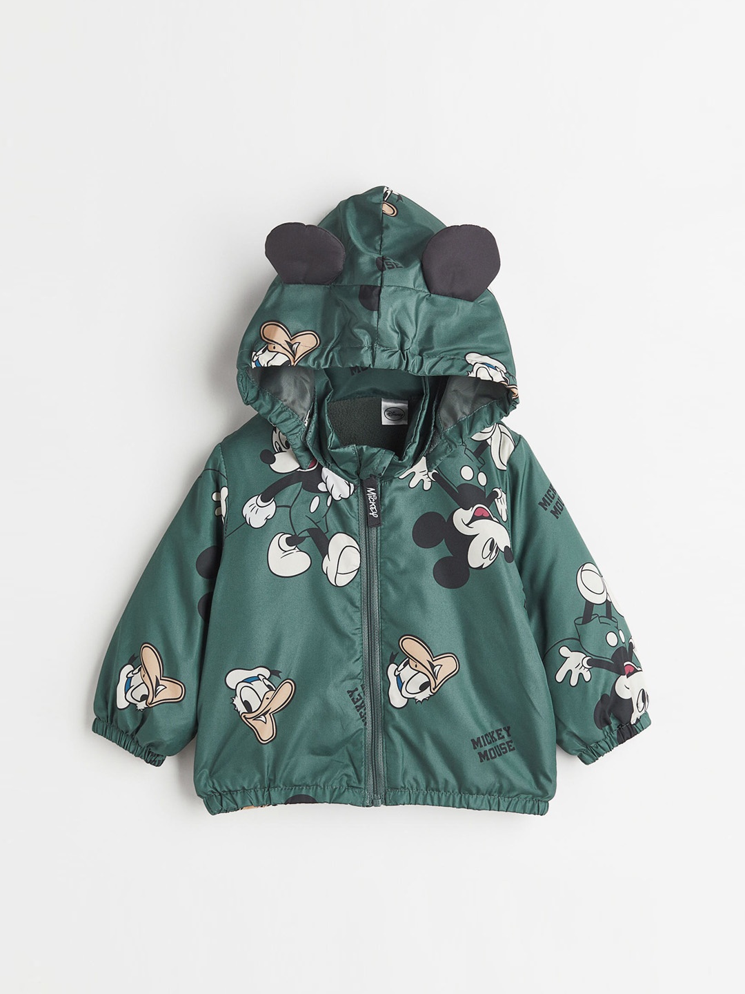 

H&M Boys Green & White Hooded Patterned Jacket