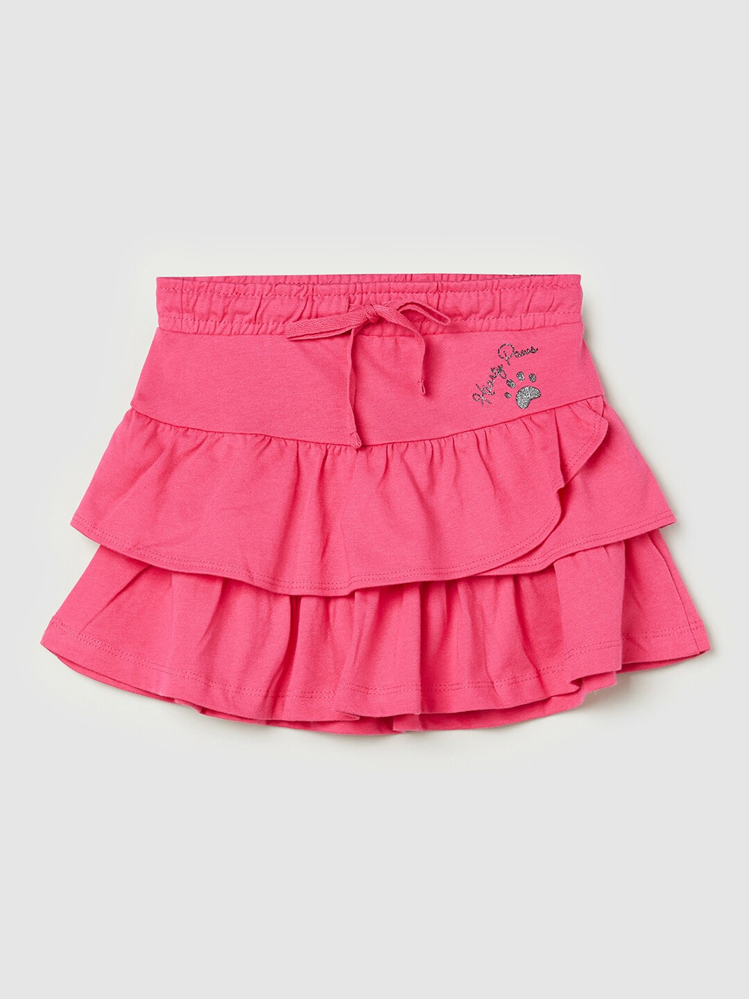 

max Girls Fuchsia Pink Solid Pure Cotton Mini Flared Skirts