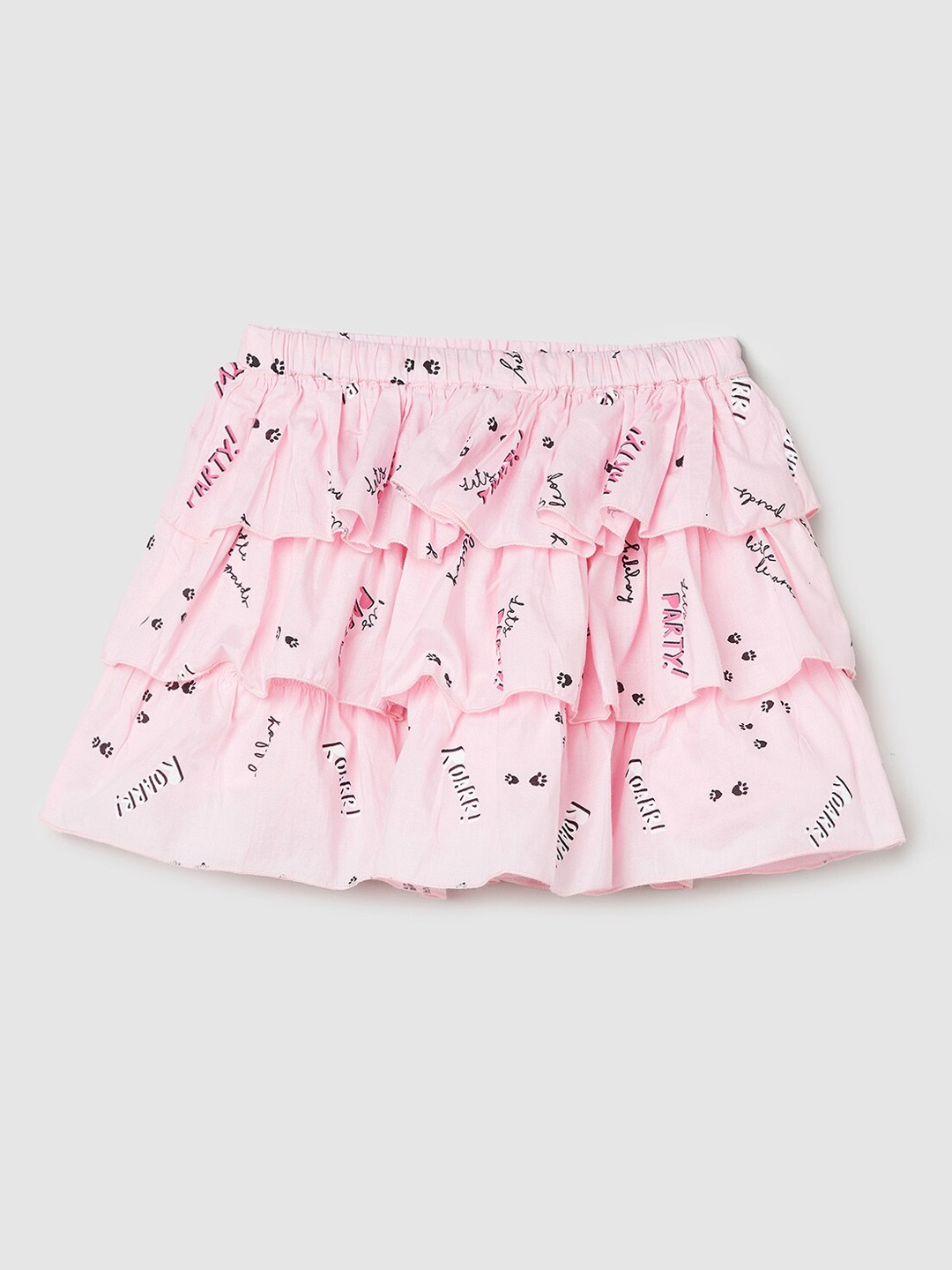 

max Girls Pink Printed Pure Cotton Skirt