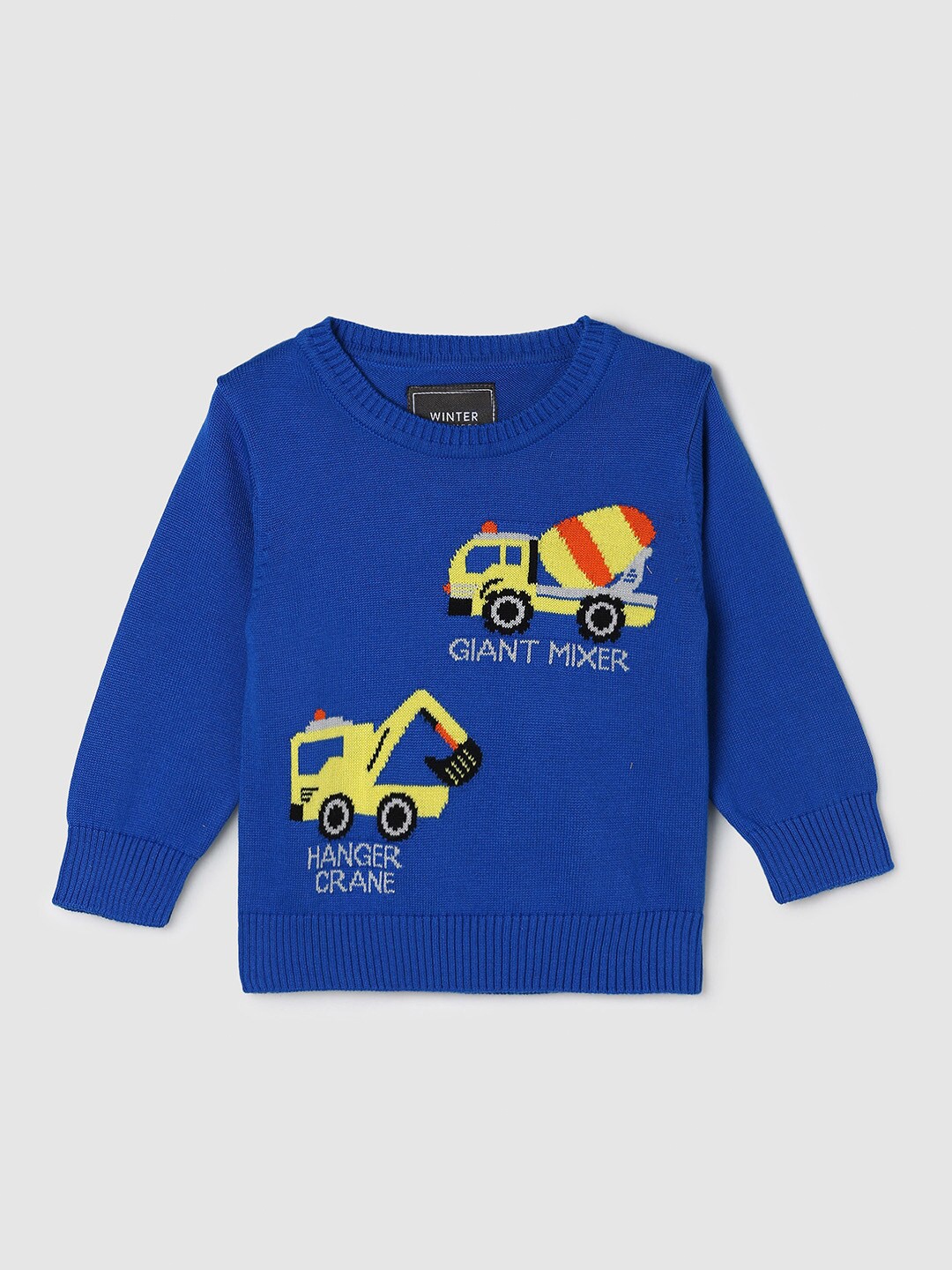 

max Boys Blue & Yellow Printed Graphic Long Sleeves Pullover
