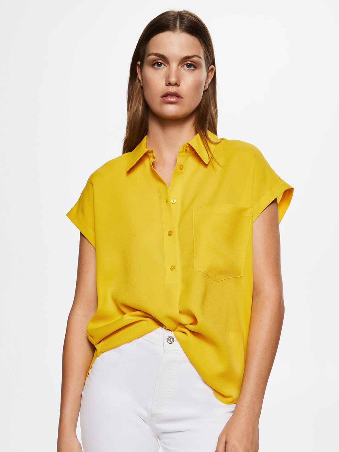 

MANGO Women Yellow Casual Sustainable Shirt