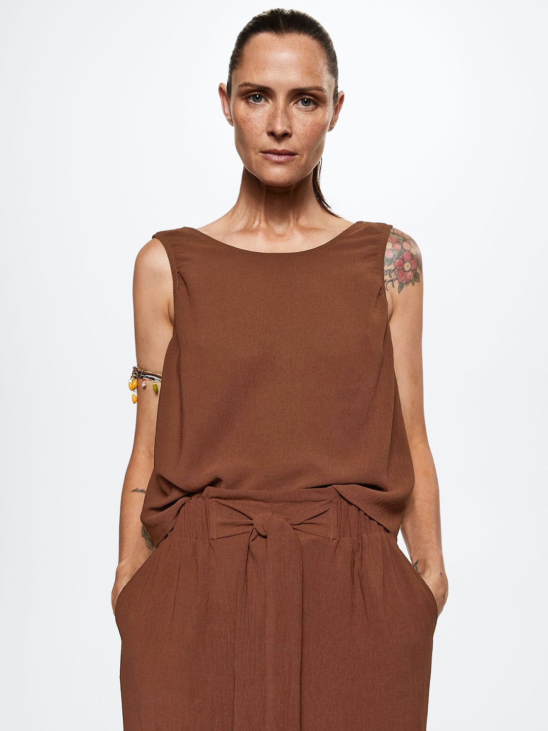 

MANGO Coffee Brown Crop Top