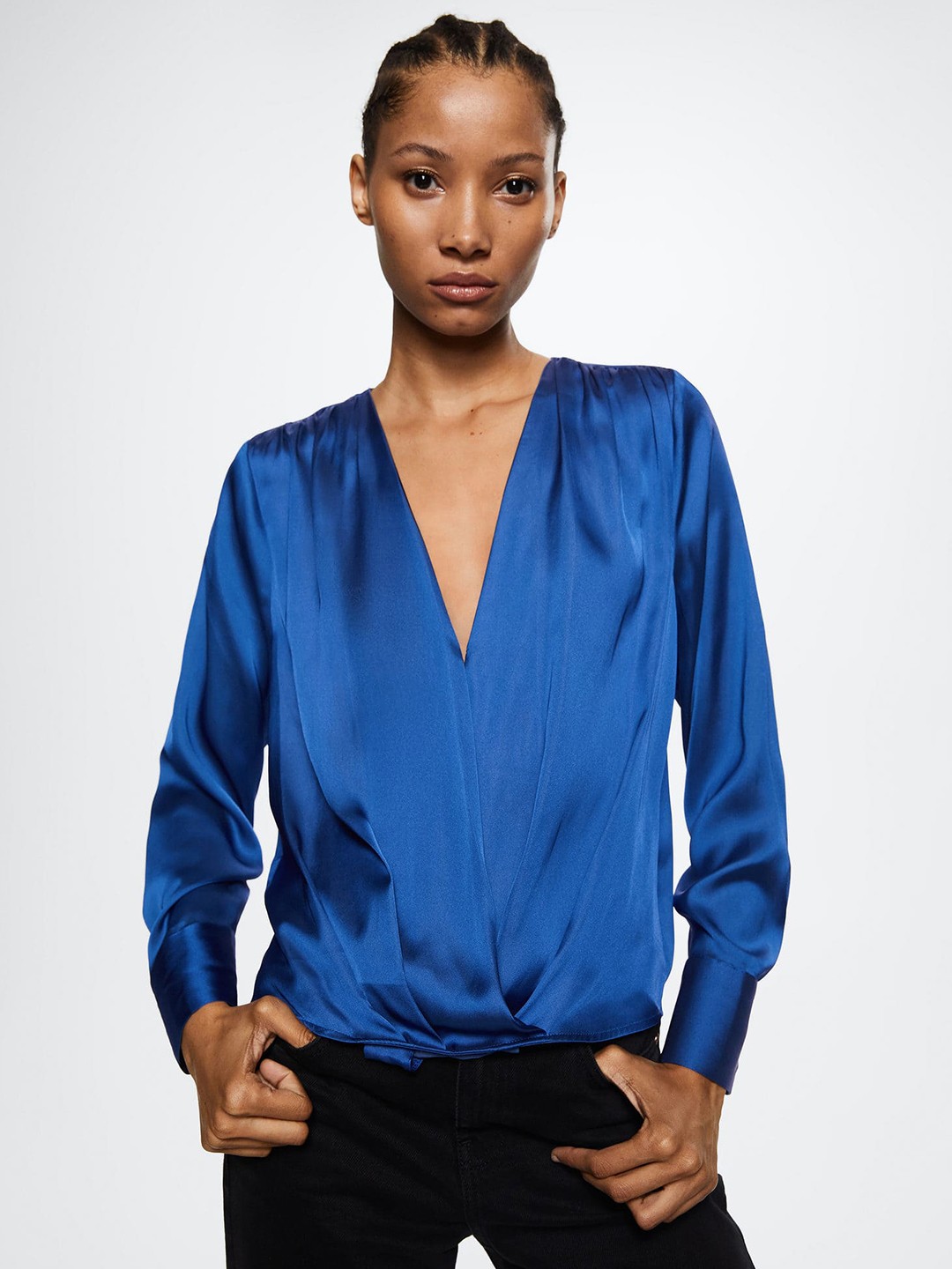 

MANGO Women Blue Sustainable Wrap Top