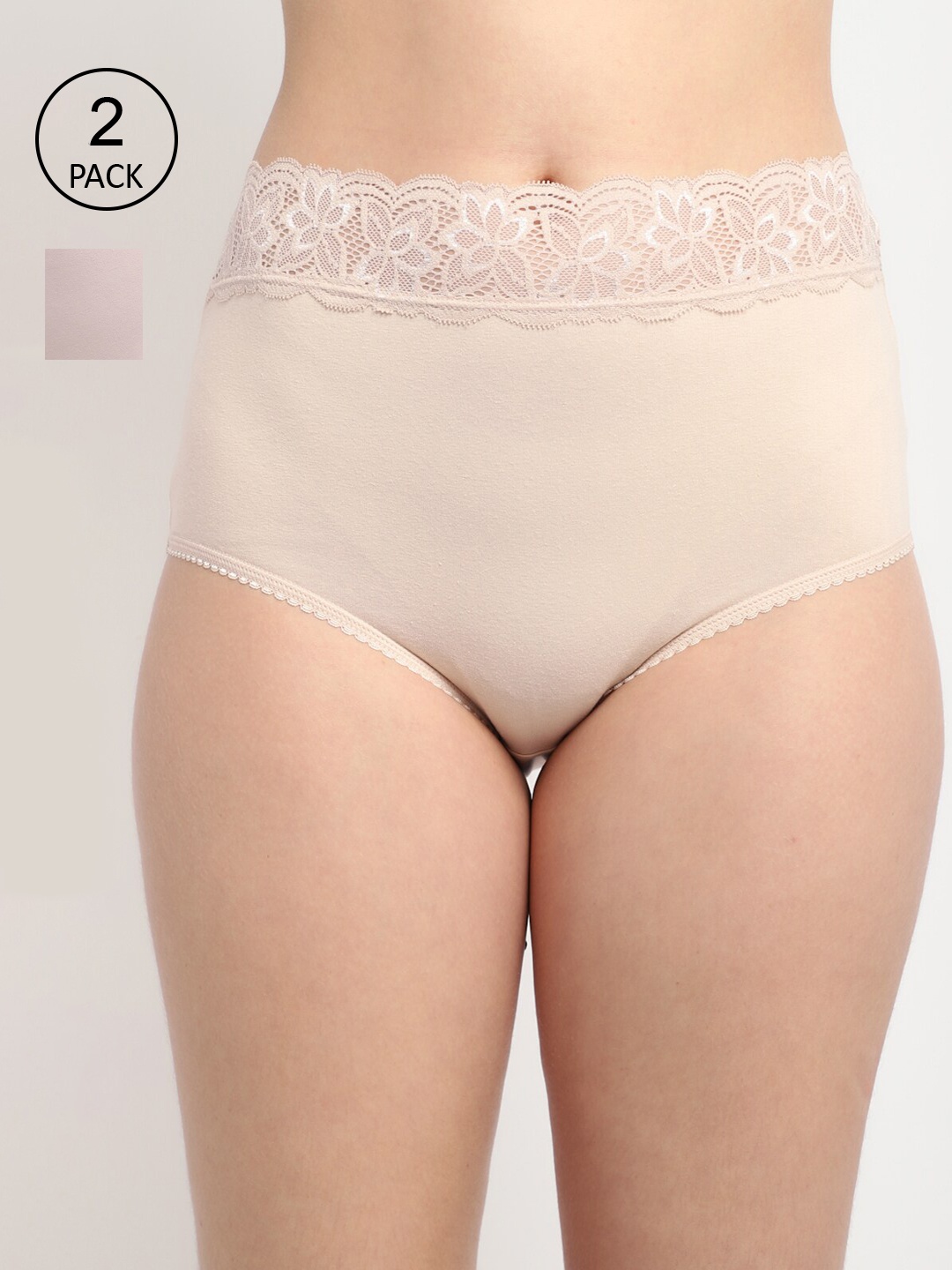 

GRACIT Women Pack Of 2 Solid Cotton Hipster Briefs, Beige