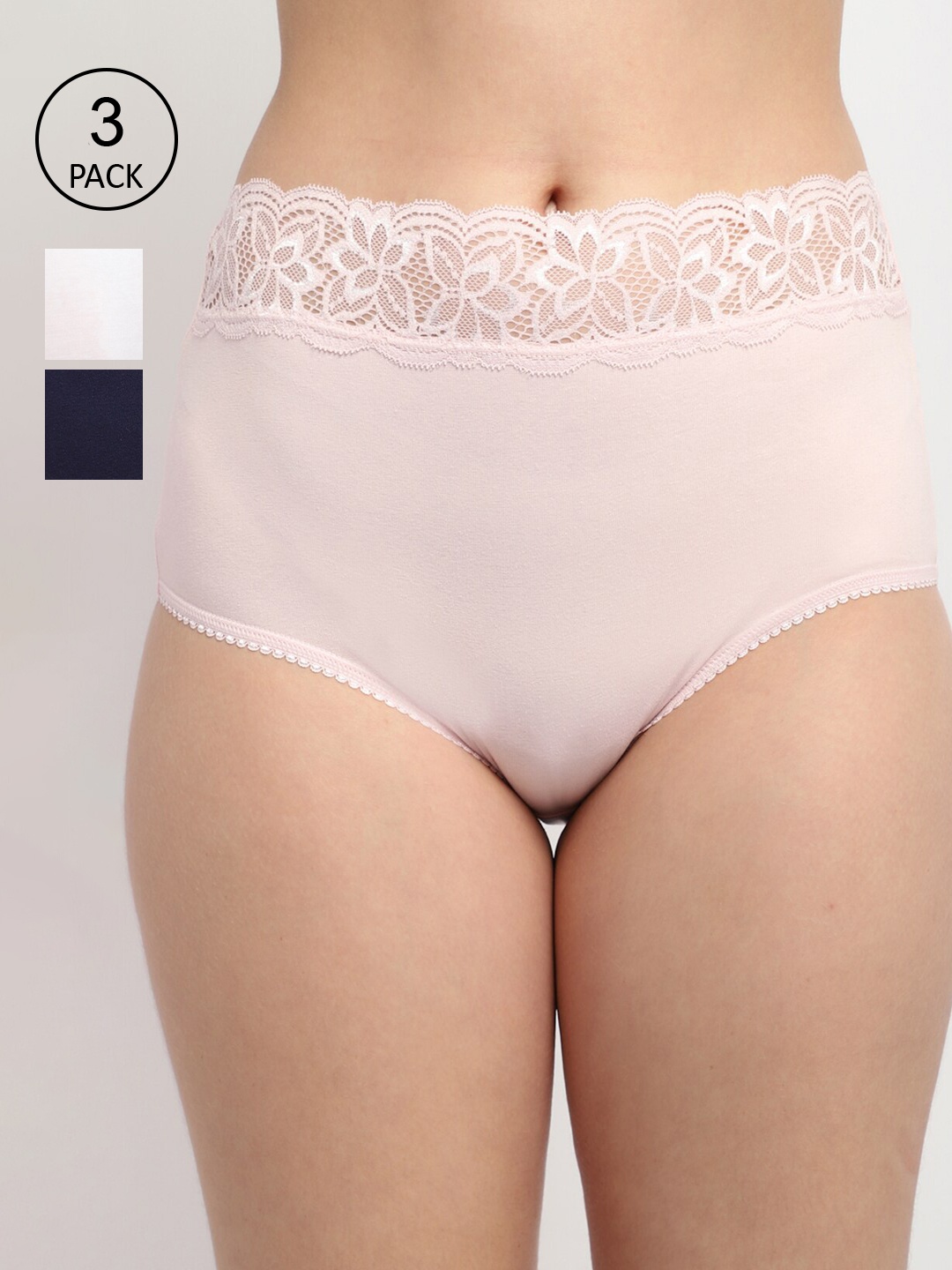 

GRACIT Women Pack of 3 Solid Cotton Hipster Briefs, White