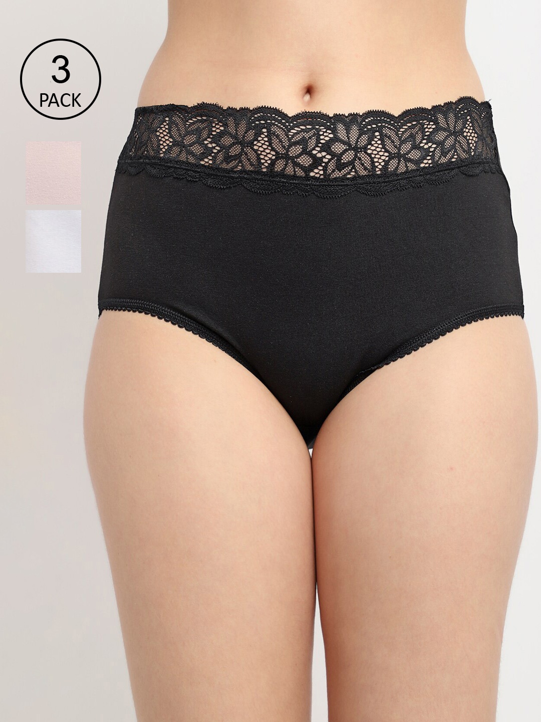 

GRACIT Women Pack Of 3 Solid Hipster Briefs, Black