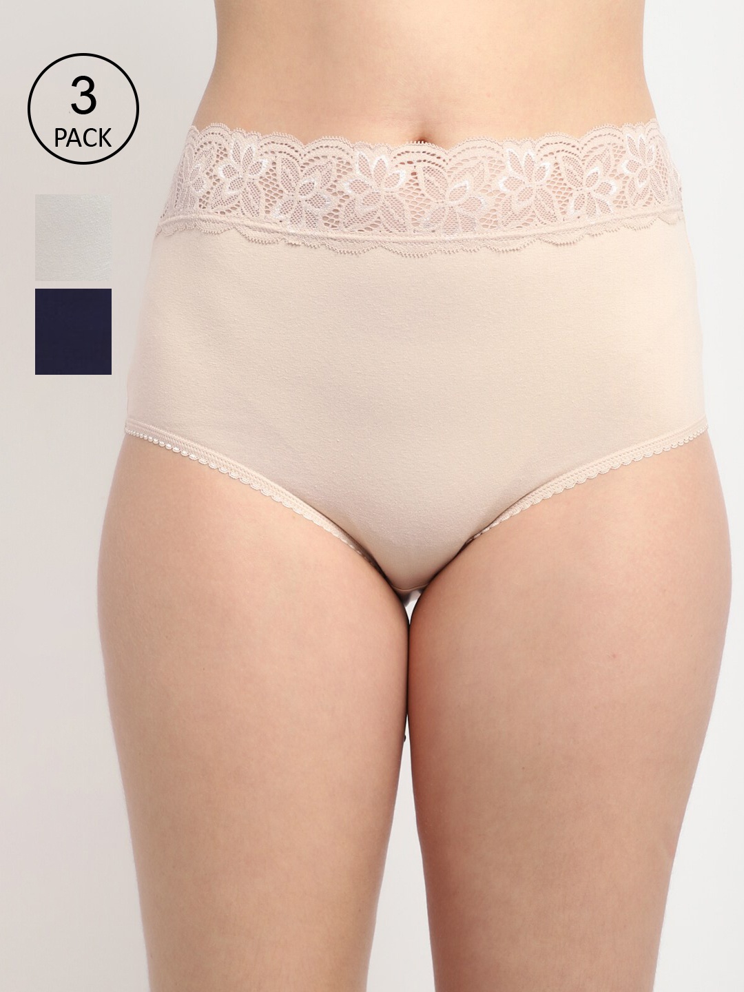 

GRACIT Women Pack Of 3 Solid Cotton Hipster Briefs LP03-09-17-34-S, Beige